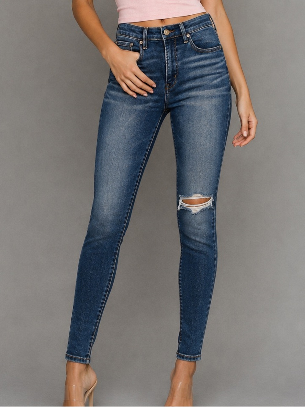 American Eagle Luxe Stretch High Rise Distressed Skinny Jeans | Size 4R